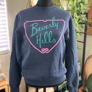 Vintage Beverly Hills Graphic Navy Blue Port & Company Pullover Sweatshirt